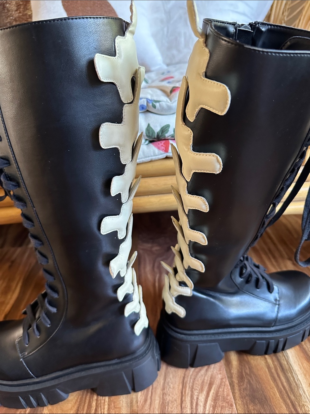 Dolls Kill Halloween Skeleton Knee High Boots Women’s Size 8 - Picture 11 of 15